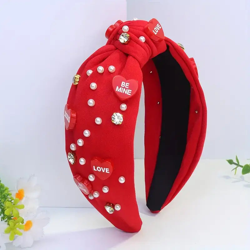 Valentine's Day Headbands Pearl Hearts